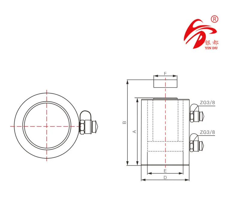Cilindro hidráulico de retorno rápido de aceite de doble acción de 100 toneladas (RR